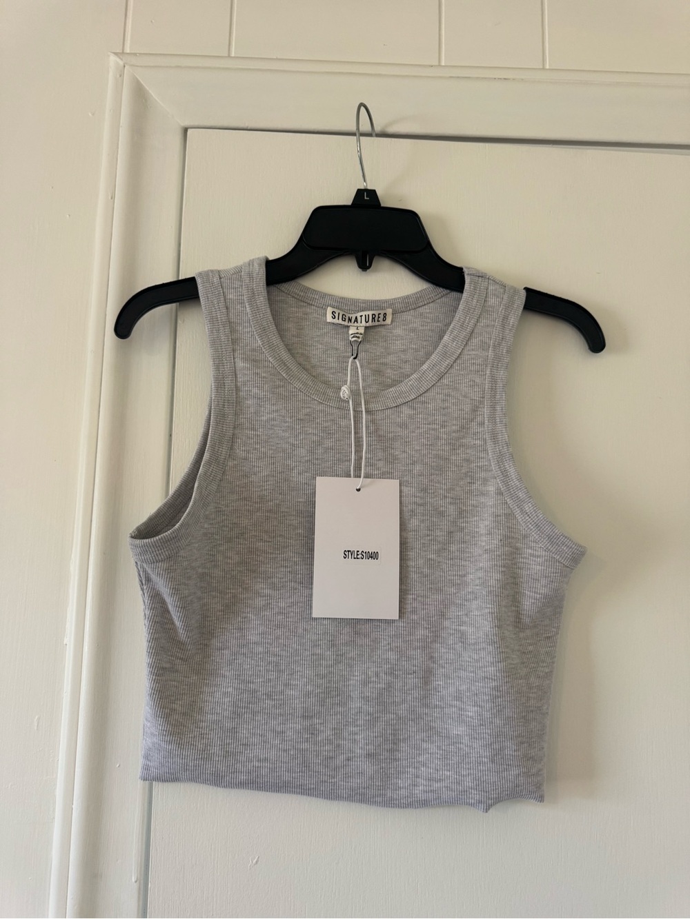 Signature8 Light Grey Ribbed Crop Tank